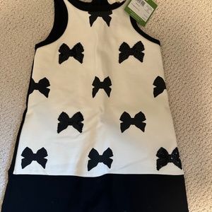 Kate Spade Girl's White and Black Sequin Bow Print Dress